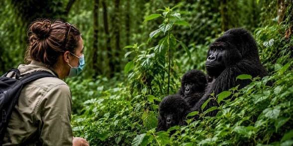 Mountain gorilla family encounter in Rwanda